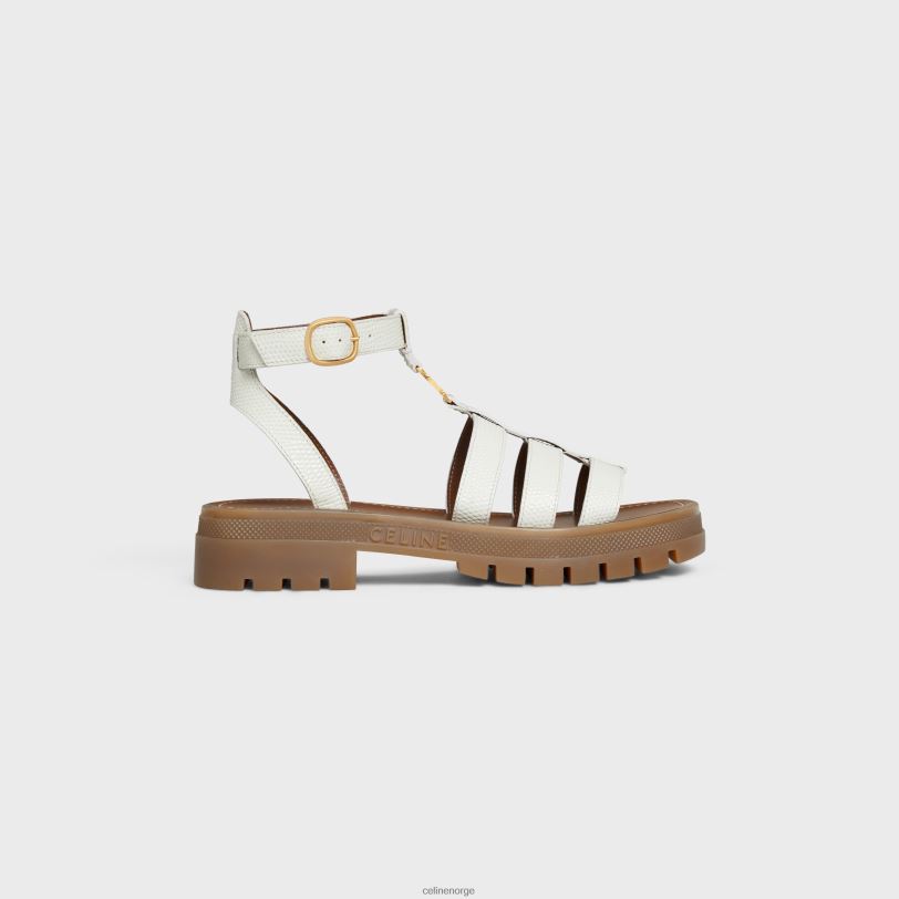 CELINE kvinner clea triomphe gladiatorsandaler i øglestemplet kalveskinn V0PT6938 fottøy lys gul