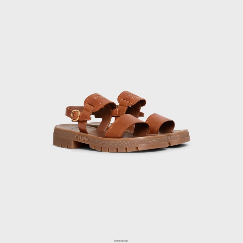 CELINE kvinner clea triomphe sandal i kalveskinnvegetal ning V0PT6994 fottøy tan