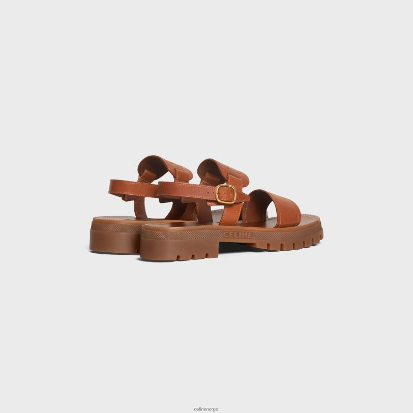 CELINE kvinner clea triomphe sandal i kalveskinnvegetal ning V0PT6994 fottøy tan