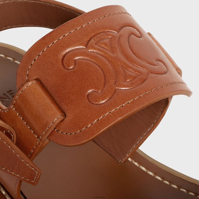 CELINE kvinner clea triomphe sandal i kalveskinnvegetal ning V0PT6994 fottøy tan