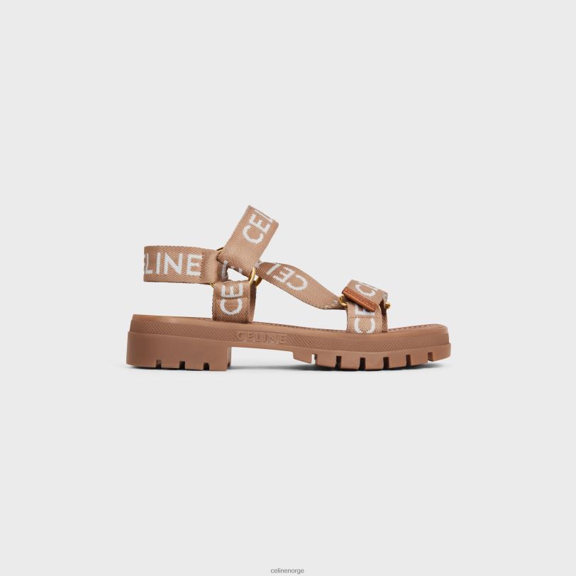 CELINE kvinner leo sandal med reim i ull med "" jacquard V0PT61001 fottøy lys beige/hvit