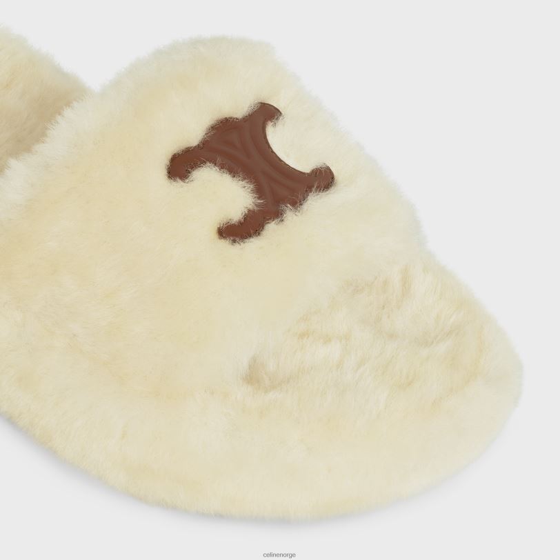 CELINE kvinner pels glir i shearling V0PT6941 fottøy beige