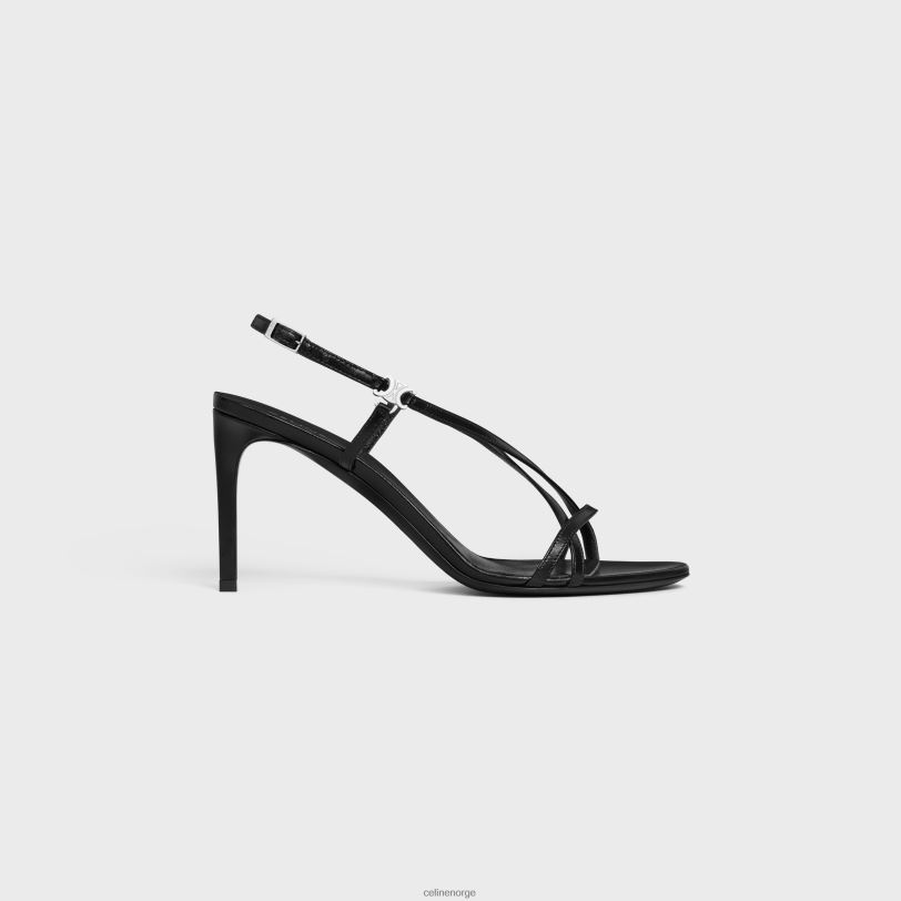 CELINE kvinner soir criss cross sandal med triomf i lammeskinn V0PT6923 fottøy svart