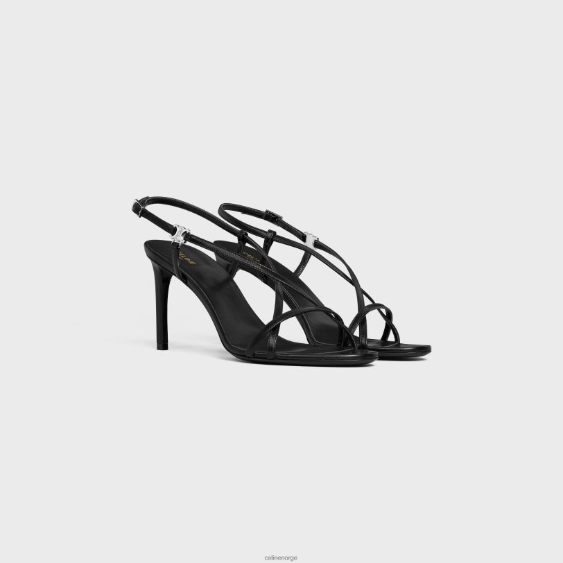CELINE kvinner soir criss cross sandal med triomf i lammeskinn V0PT6923 fottøy svart