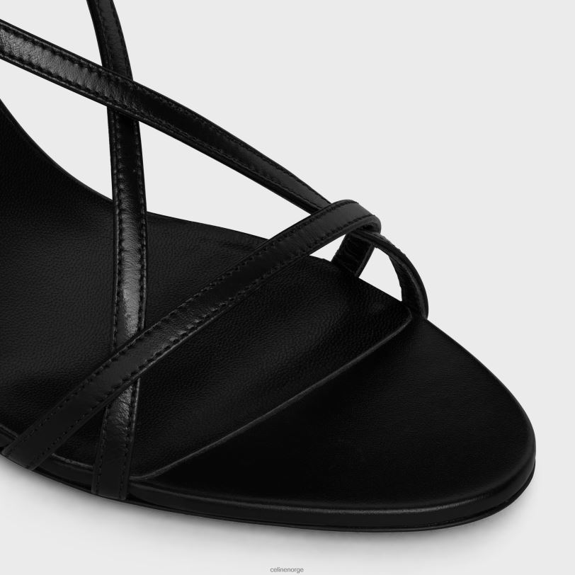 CELINE kvinner soir criss cross sandal med triomf i lammeskinn V0PT6923 fottøy svart
