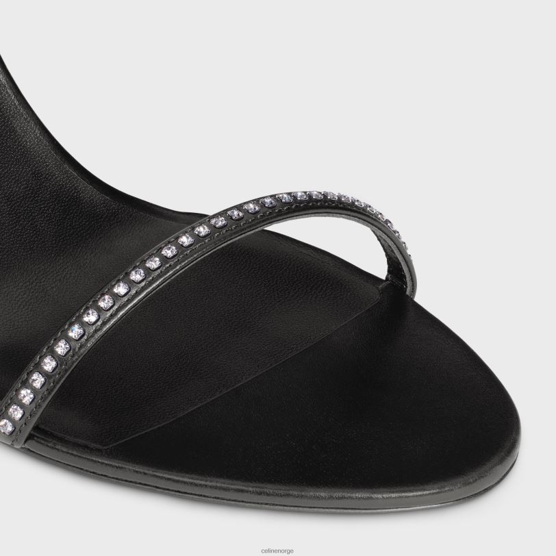 CELINE kvinner soir reim sandal med strass i lammeskinn med strass V0PT61009 fottøy svart