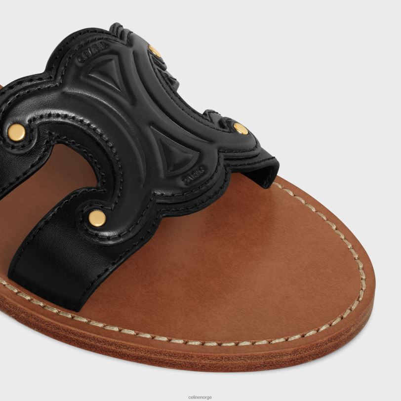 CELINE kvinner triomf-muldyr i kalveskinn V0PT6996 fottøy svart