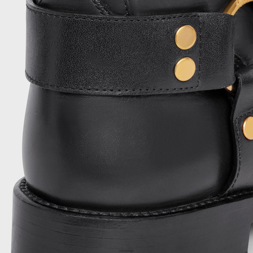 CELINE kvinner biker mid boot med sele i kalveskinnvegetal tanning V0PT6929 fottøy svart