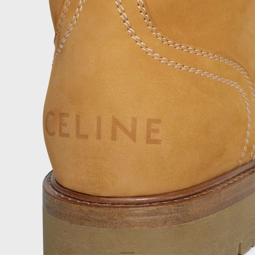CELINE kvinner kurt-snøre-mellomstøvel i nubuck kalveskinn og shearling V0PT6951 fottøy lett brun/naturlig