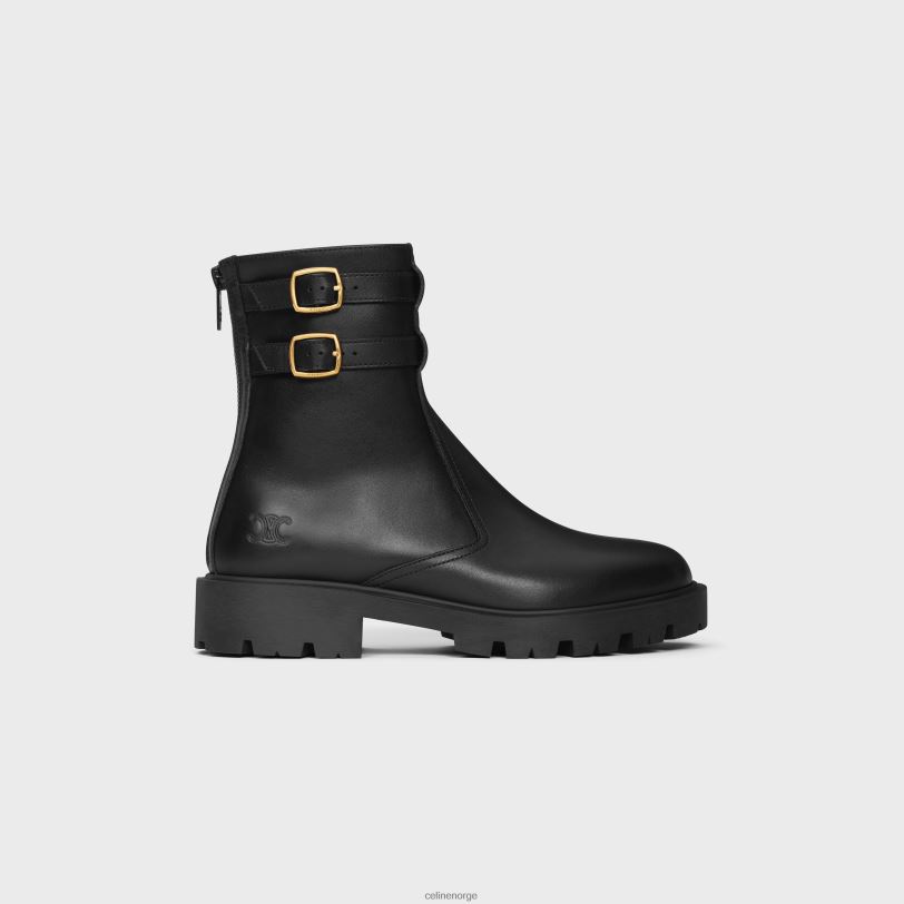 CELINE kvinner margaret dobbel spenne glidelåsstøvel i kalveskinn V0PT6952 fottøy svart