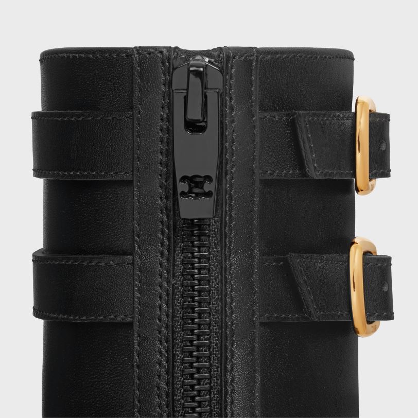 CELINE kvinner margaret dobbel spenne glidelåsstøvel i kalveskinn V0PT6952 fottøy svart