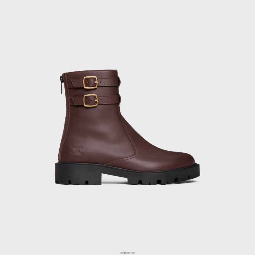 CELINE kvinner margaret dobbel spenne glidelåsstøvel i kalveskinn V0PT6953 fottøy ibenholt