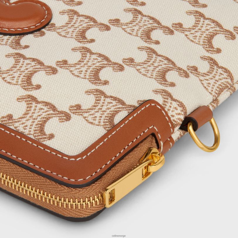 CELINE kvinner liten veske med stroppsignatur i tekstil med triomftrykk og kalveskinn V0PT6434 tilbehør hvit