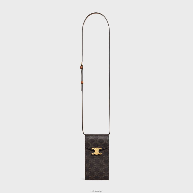 CELINE kvinner triomphe telefonveske i triomphe lerret V0PT6510 tilbehør tan