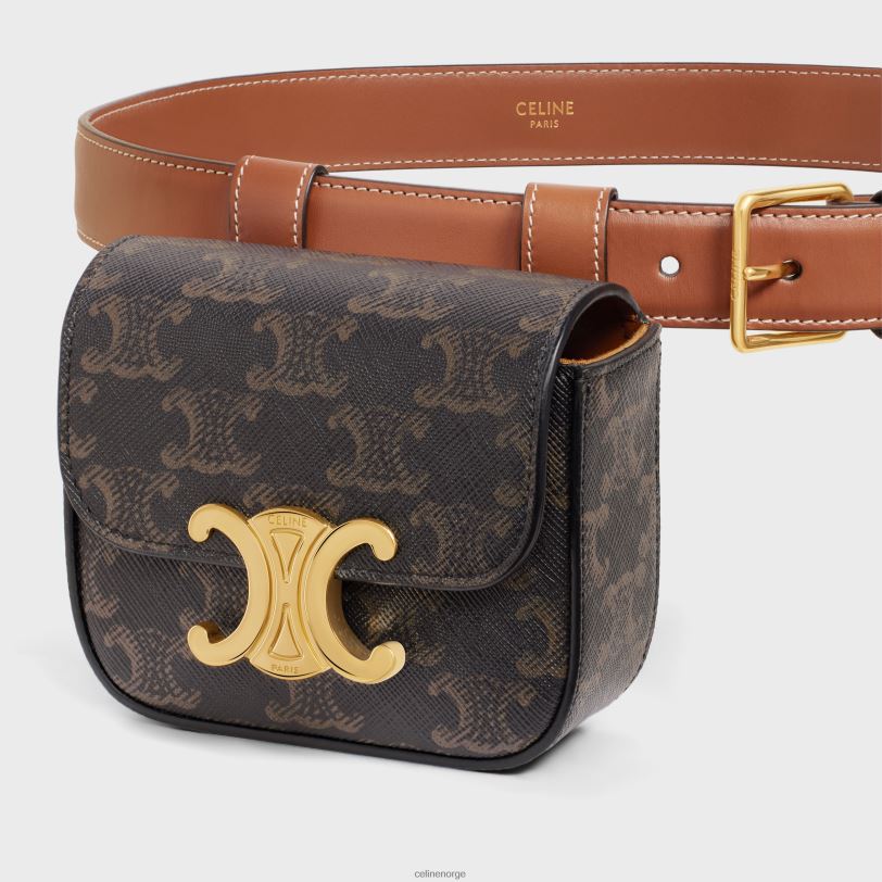 CELINE kvinner belteveske triomfbelte i triomf-lerret og kalveskinn V0PT61096 tilbehør tan