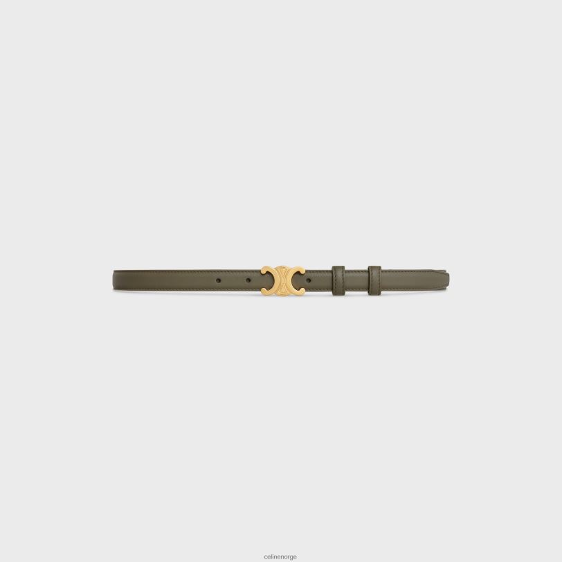 CELINE kvinner lite triomfbelte i glatt kalveskinn V0PT61073 tilbehør mørk oliven