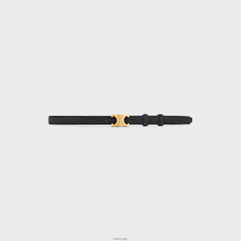 CELINE kvinner lite triomfbelte i semsket kalveskinn med strass V0PT61079 tilbehør svart