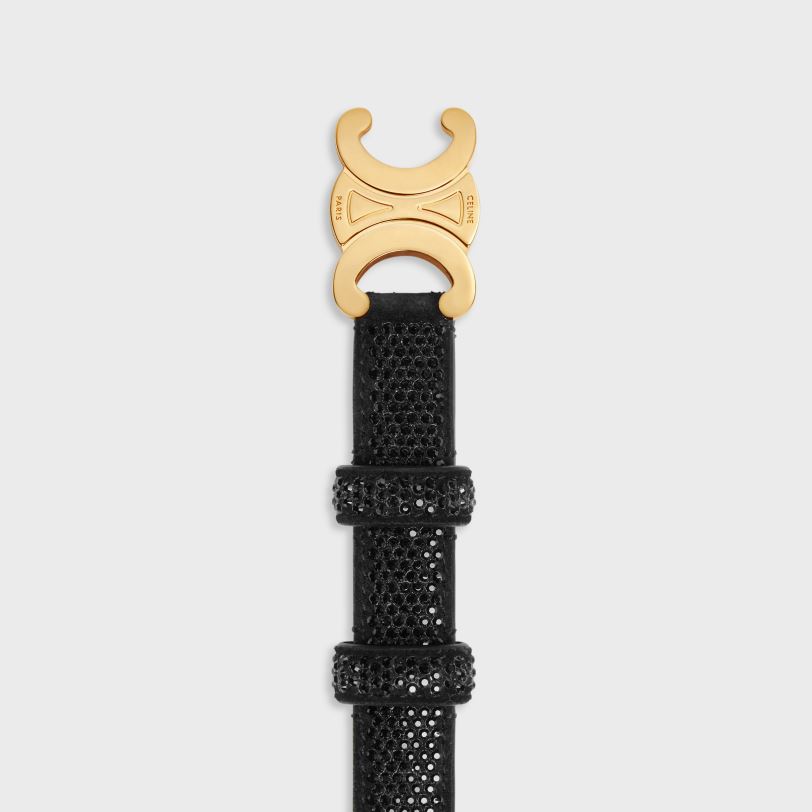 CELINE kvinner lite triomfbelte i semsket kalveskinn med strass V0PT61079 tilbehør svart