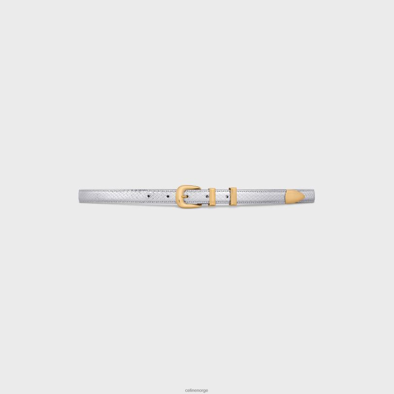 CELINE kvinner lite westernbelte i pytonpreget kalveskinn V0PT61029 tilbehør sølv