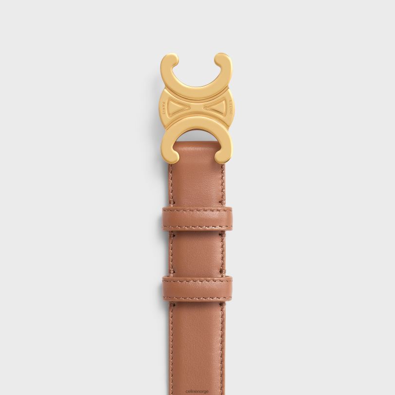 CELINE kvinner medium triomfbelte i glatt kalveskinn V0PT61065 tilbehør bronse