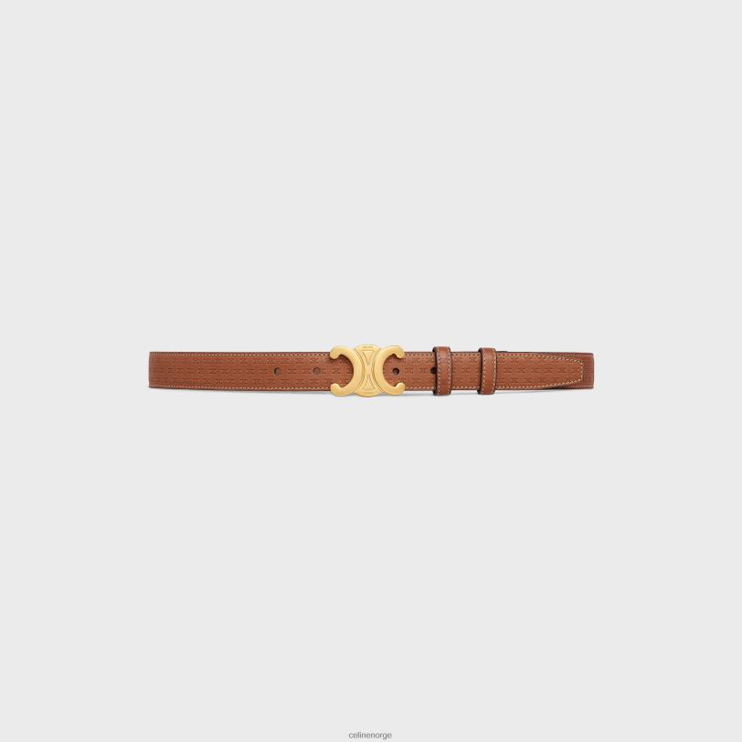 CELINE kvinner medium triomfbelte i naturlig kalveskinn med triomfpreget V0PT61020 tilbehør tan