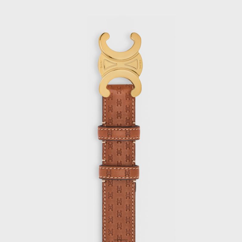 CELINE kvinner medium triomfbelte i naturlig kalveskinn med triomfpreget V0PT61020 tilbehør tan