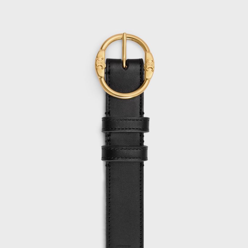 CELINE kvinner medium tvillingtriomfbelte i vintage kalveskinn V0PT61026 tilbehør svart