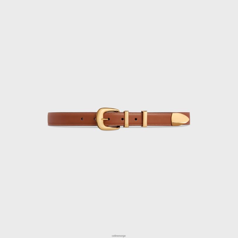 CELINE kvinner medium westernbelte i naturlig kalveskinn V0PT61086 tilbehør tan