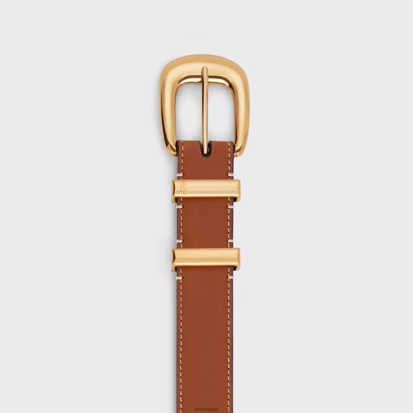 CELINE kvinner medium westernbelte i naturlig kalveskinn V0PT61086 tilbehør tan