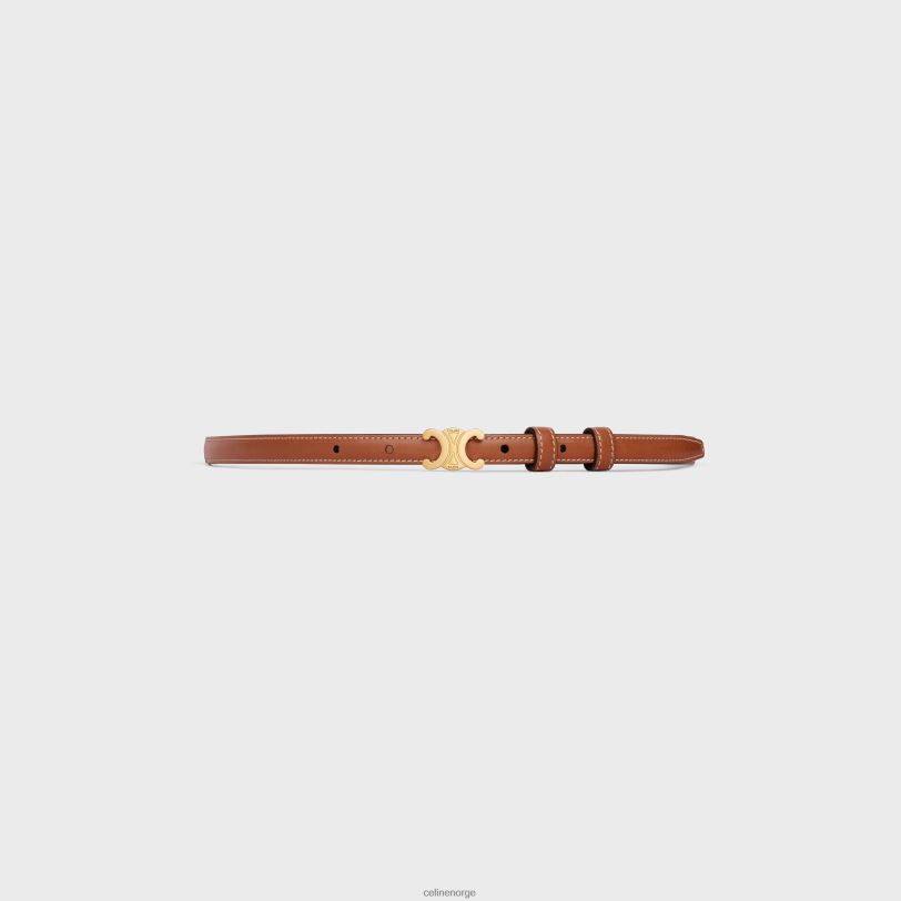 CELINE kvinner tenåringstriomfbelte i naturlig kalveskinn V0PT61081 tilbehør tan