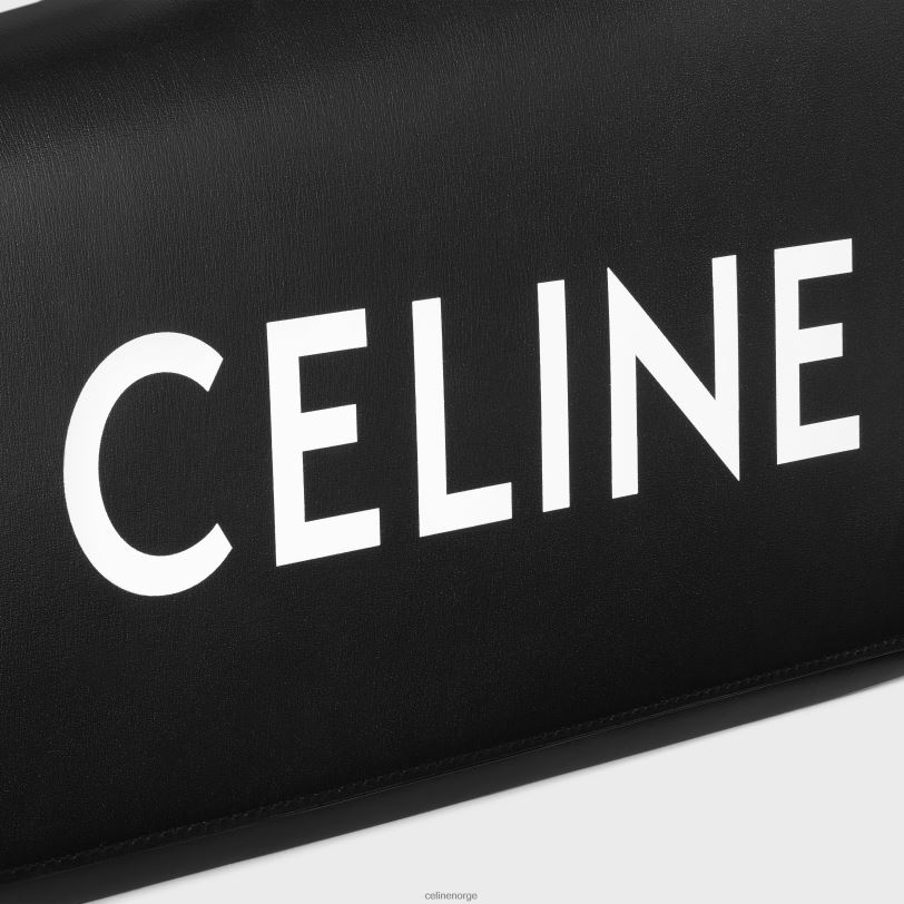 CELINE kvinner asymmetrisk clutch i skinnende kalveskinn med trykk V0PT6279 tilbehør svart