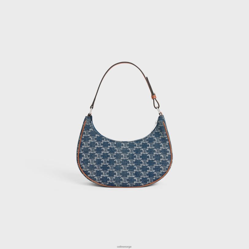 CELINE kvinner ava-veske i dongeri med triomf over alt og kalveskinn V0PT663 tilbehør denim/sølv