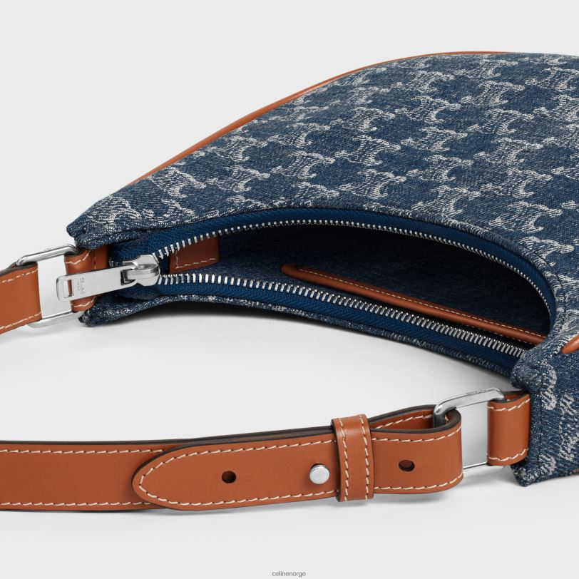 CELINE kvinner ava-veske i dongeri med triomf over alt og kalveskinn V0PT663 tilbehør denim/sølv