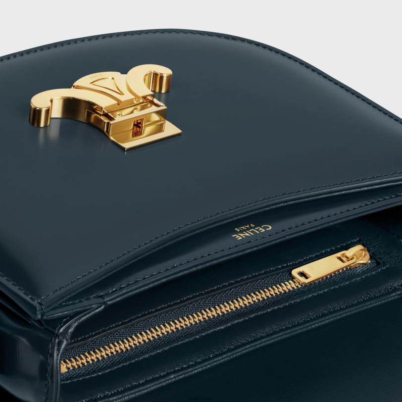 CELINE kvinner besace clea i skinnende kalveskinn V0PT6172 tilbehør marineblå