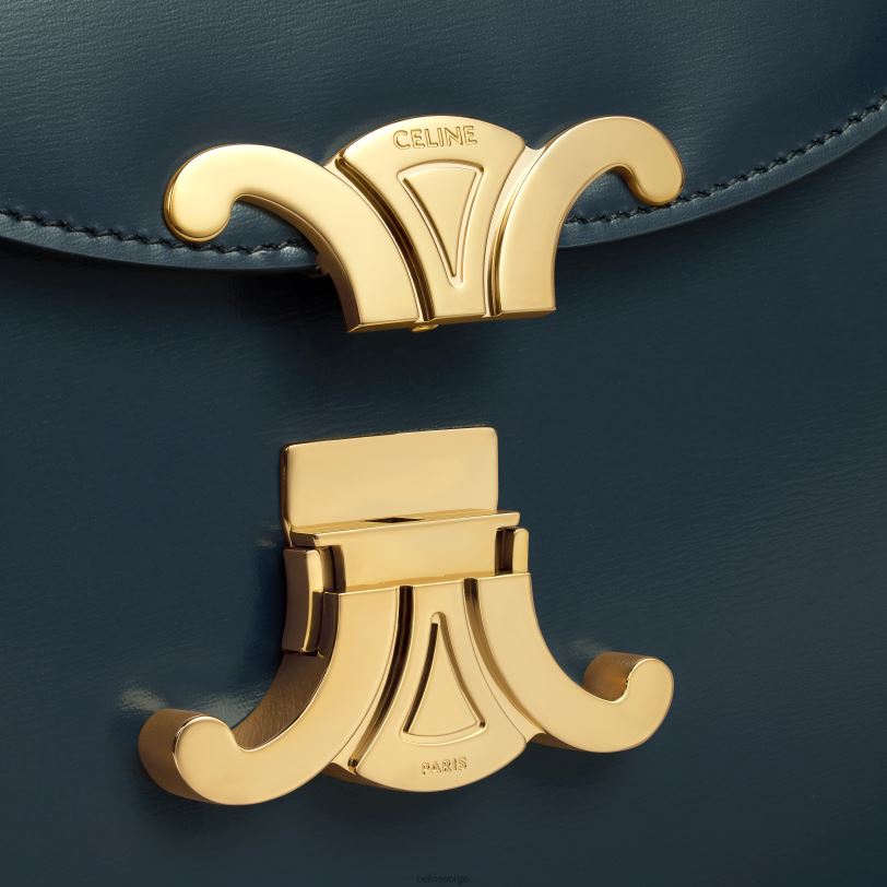 CELINE kvinner besace clea i skinnende kalveskinn V0PT6172 tilbehør marineblå