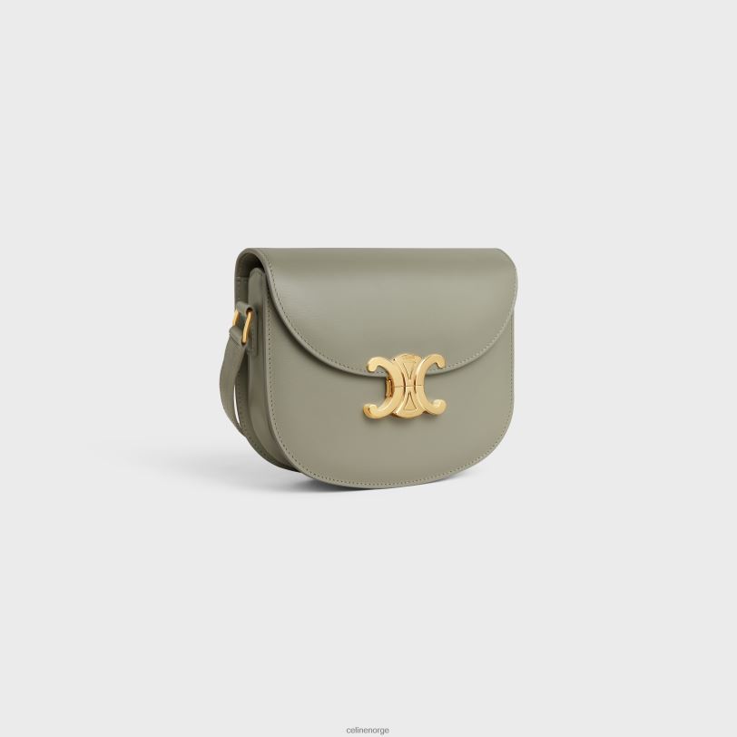 CELINE kvinner besace clea i skinnende kalveskinn V0PT6173 tilbehør grønn leire