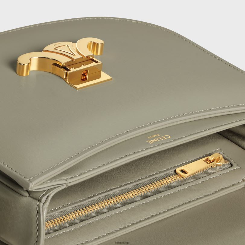 CELINE kvinner besace clea i skinnende kalveskinn V0PT6173 tilbehør grønn leire