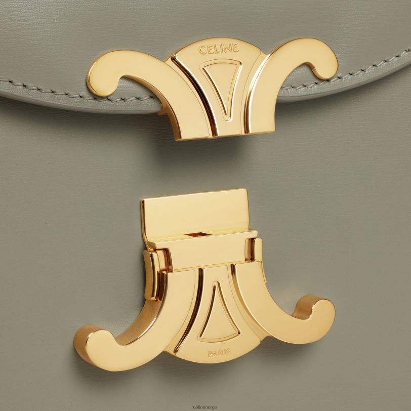 CELINE kvinner besace clea i skinnende kalveskinn V0PT6173 tilbehør grønn leire