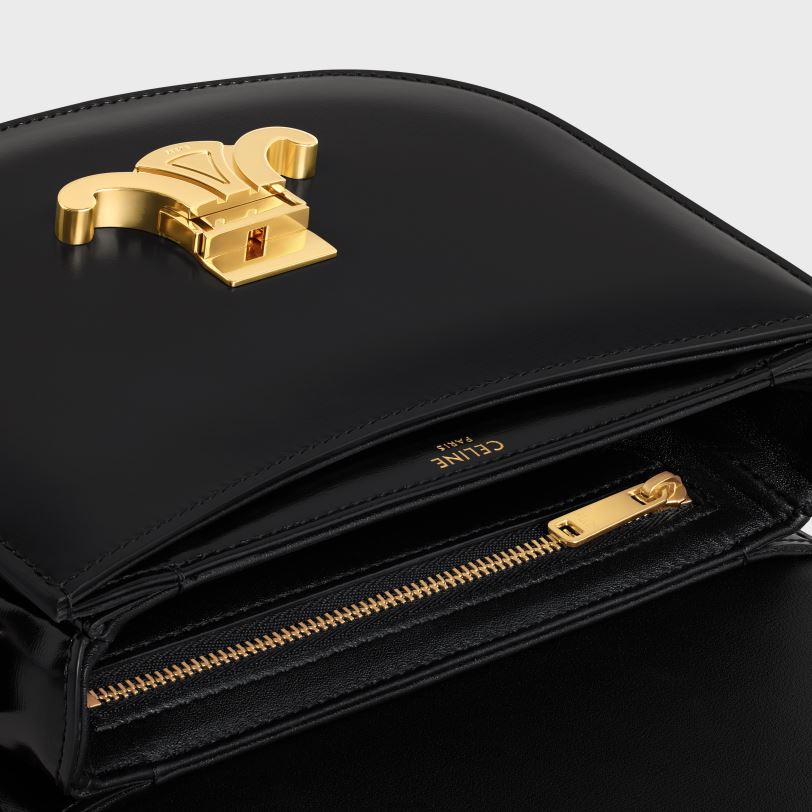 CELINE kvinner besace clea i skinnende kalveskinn V0PT658 tilbehør svart