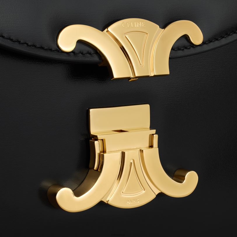 CELINE kvinner besace clea i skinnende kalveskinn V0PT658 tilbehør svart