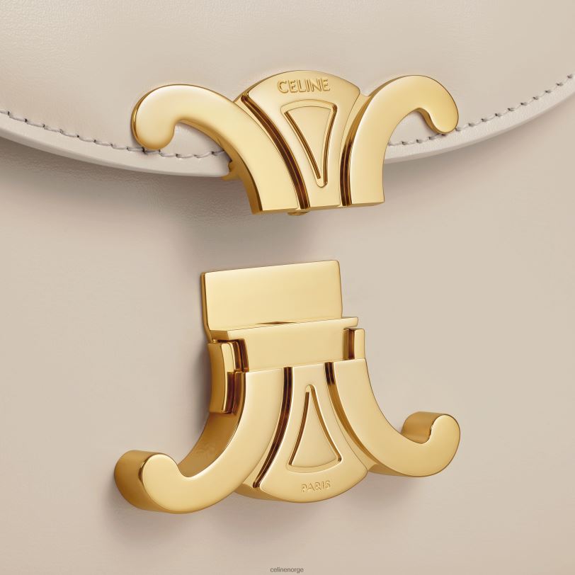 CELINE kvinner besace clea i skinnende kalveskinn V0PT659 tilbehør lett stein