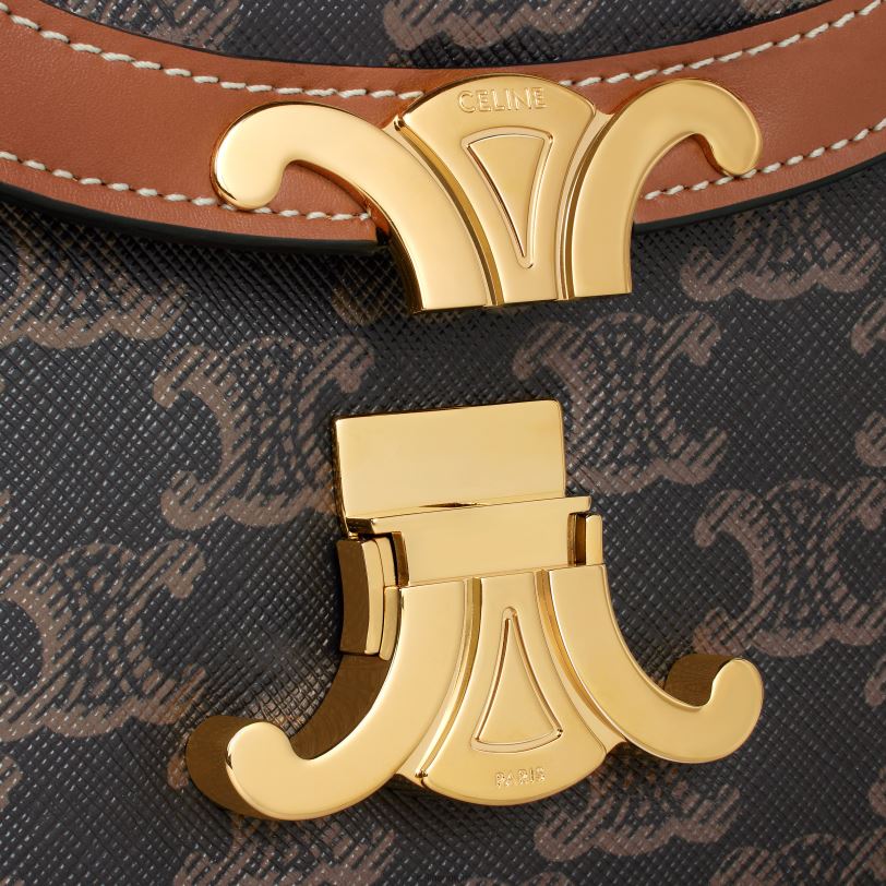 CELINE kvinner besace clea i triomphe-lerret og kalveskinn V0PT6177 tilbehør tan