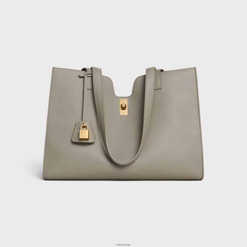 CELINE kvinner cabas 16 i smidig kornet kalveskinn V0PT6149 tilbehør småstein