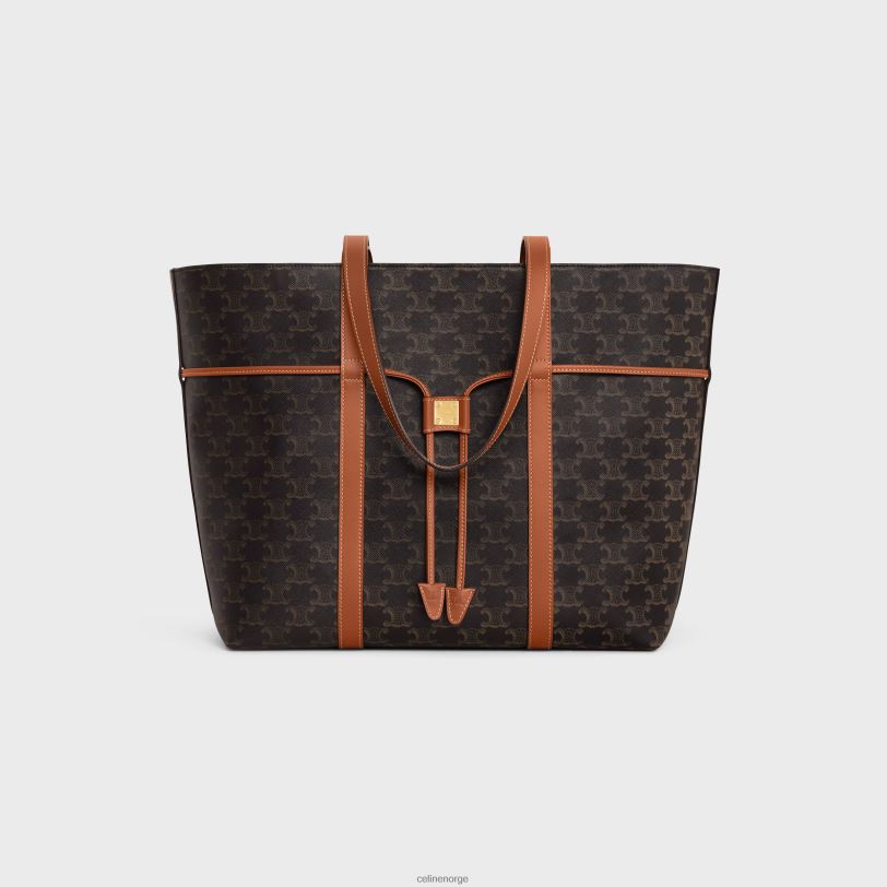 CELINE kvinner cabas snøre i triomf-lerret og kalveskinn V0PT6235 tilbehør tan