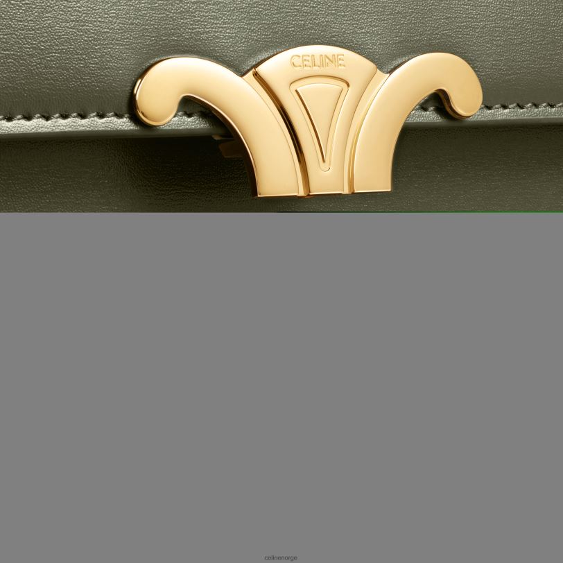 CELINE kvinner classique triomfveske i skinnende kalveskinn V0PT621 tilbehør mørk oliven