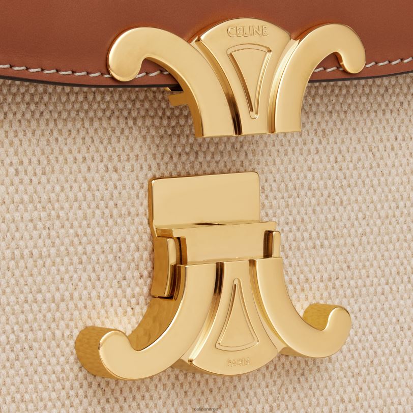 CELINE kvinner classique triomfveske i tekstil og kalveskinn V0PT694 tilbehør naturlig/brun