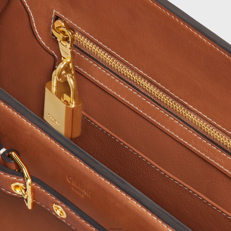 CELINE kvinner conti bag i naturlig kalveskinn V0PT6166 tilbehør tan