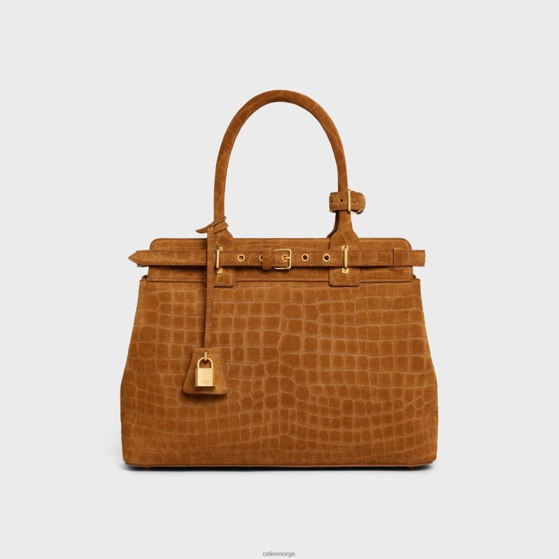 CELINE kvinner conti-veske i kalveskinn med krokodillepreget semsket skinn V0PT6168 tilbehør pecan