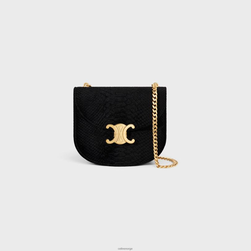CELINE kvinner kjede besace clea i pythoneffekt fløyel V0PT6170 tilbehør svart