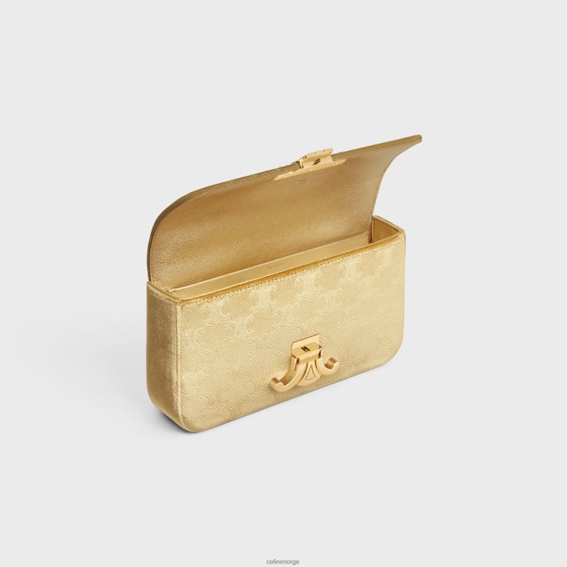 CELINE kvinner kjede skulderveske claude i fløyel med triomf over det hele V0PT6185 tilbehør gull